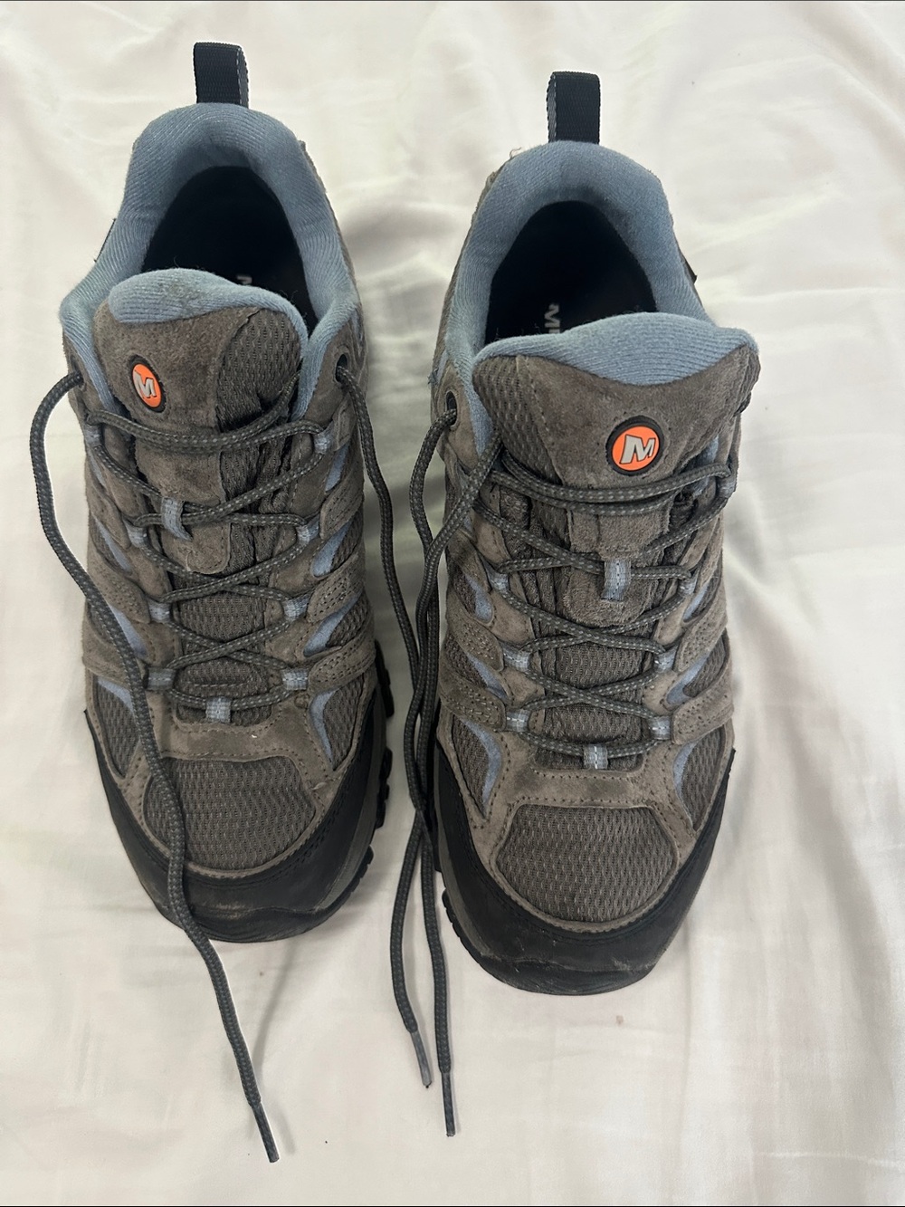 Merrell Women's Grey and Light Blue Trail Moab Waterproof Hiking Shoes size 12